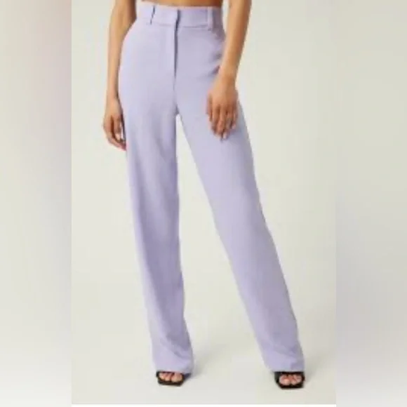 NWT LITA BY CIARA HIGH WAIST WIDE LEG TROUSERS SIZE 6 IN VIOLET TULIP - Picture 2 of 8